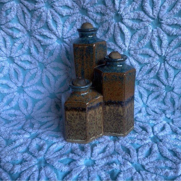 Vintage Pottery oil lamp 3 burner signed glazed - Picture 1 of 9